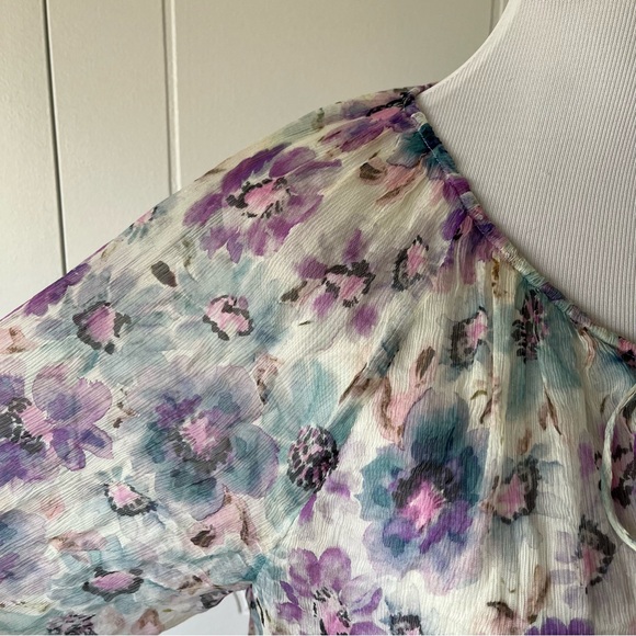 Johnny Was Silk Floral Glinda Peasant Top - Picture 12 of 13